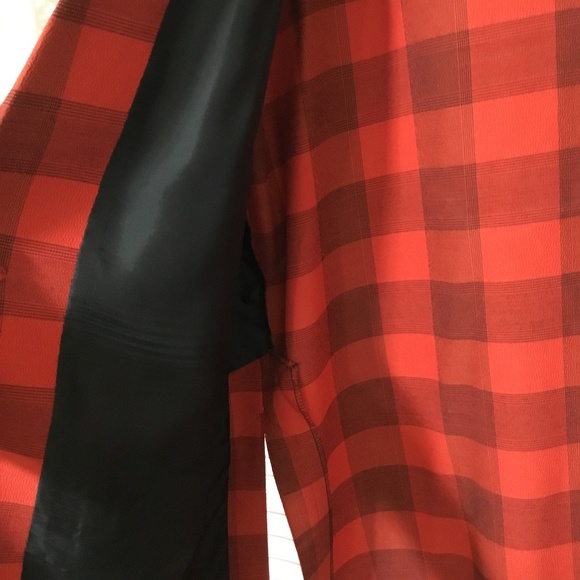 Vintage~90s Red Plaid Blazer Suit Jacket European made Geissler - Picture 7 of 11